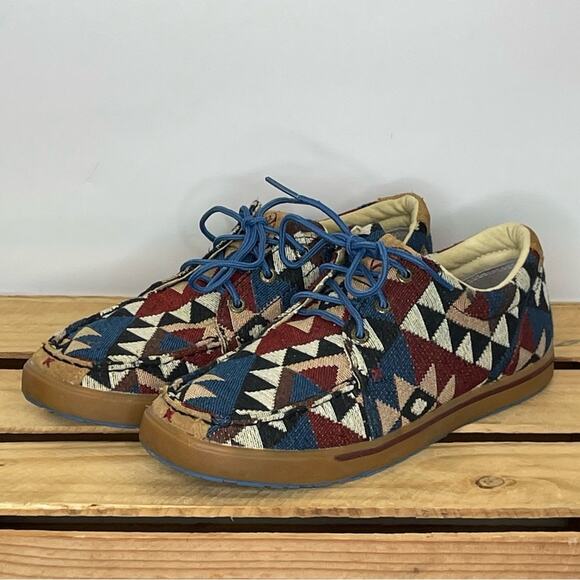 Twisted X Hooey Loper Southwestern graphic canvas lace multi-color Men's size 9 - Picture 1 of 11
